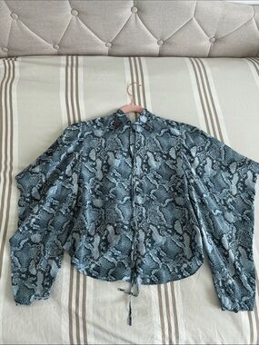 Zadig & Voltaire 100% Silk Blouse in Blue Python Print